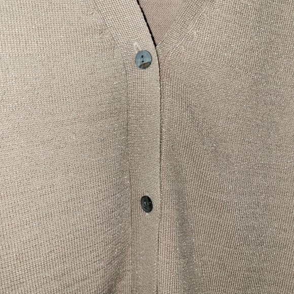 Sparkly shimmer tan gold cardigan sweater - Picture 3 of 5